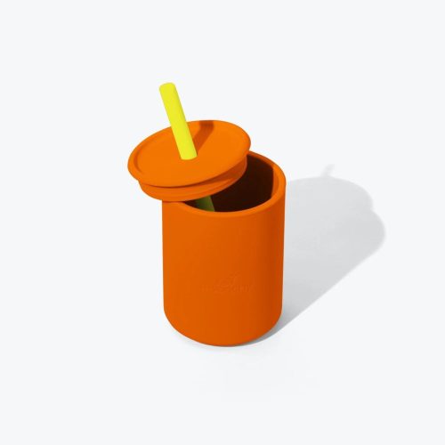 1024x1024 avanchy la petite silicone training cup and straw 8 oz orange