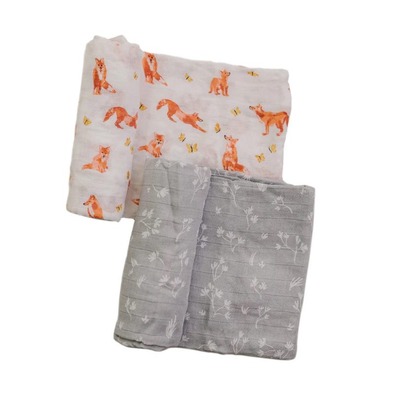 1024x1024 bebe au lait fox tales prairie luxury bamboo cotton baby swaddle blankets