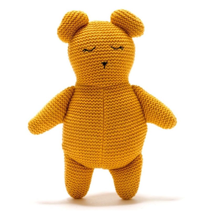 1024x1024 best years ltd isla organic mustard knit teddy bear