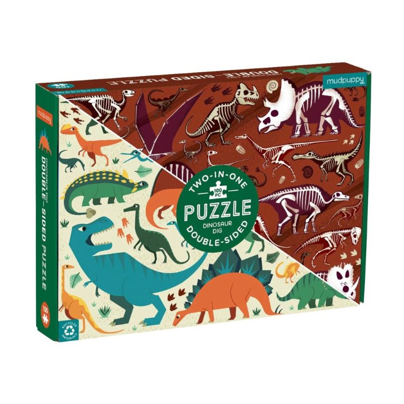 1024x1024 mudpuppy dinosaur dig 100 piece double sided puzzle