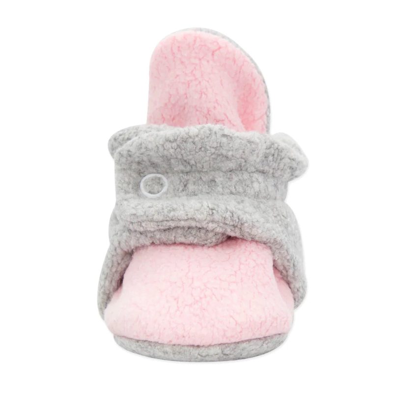 1024x1024 zutano cozie fleece baby booties baby pink heather gray front view