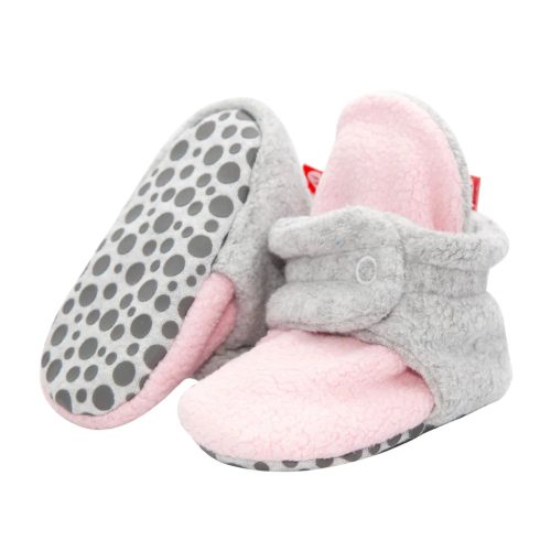 1024x1024 zutano cozie fleece baby booties baby pink heather gray gripper soles