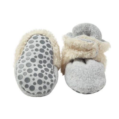 1024x1024 zutano cozie furry baby booties heather gray gripper soles