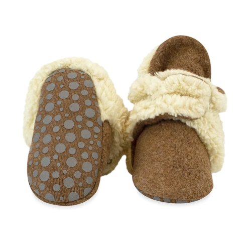 1024x1024 zutano cozie furry baby booties heather mocha gripper soles