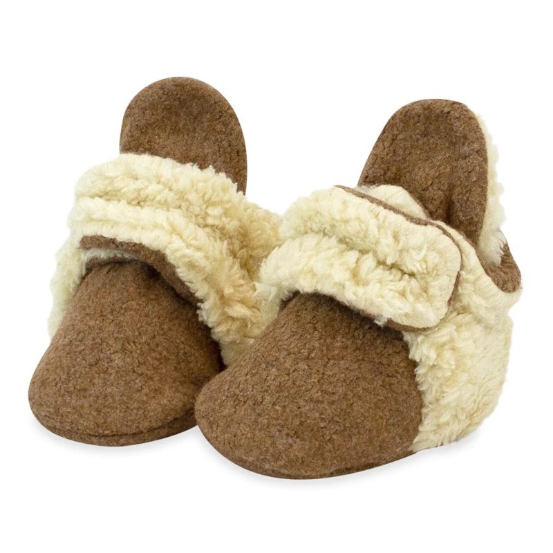 1024x1024 zutano cozie furry baby booties heather mocha pair