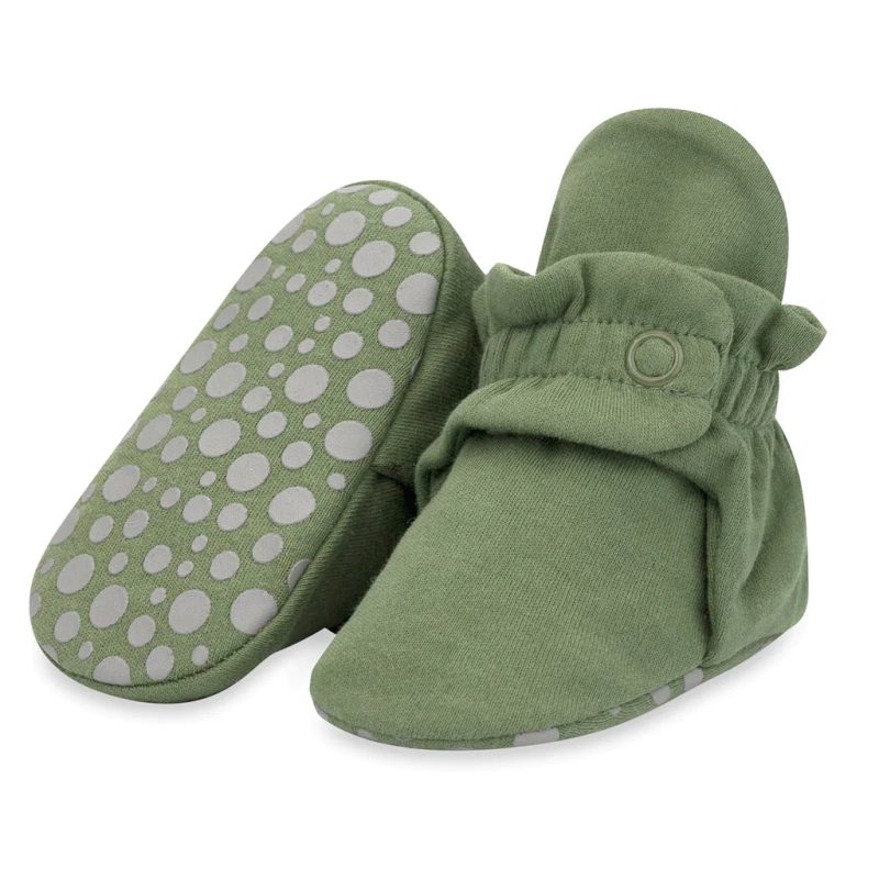 1024x1024 zutano organic cotton baby booties olive gripper soles