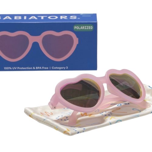 babiators baby kids polarized heart shaped sunglasses frosted pink pack shot