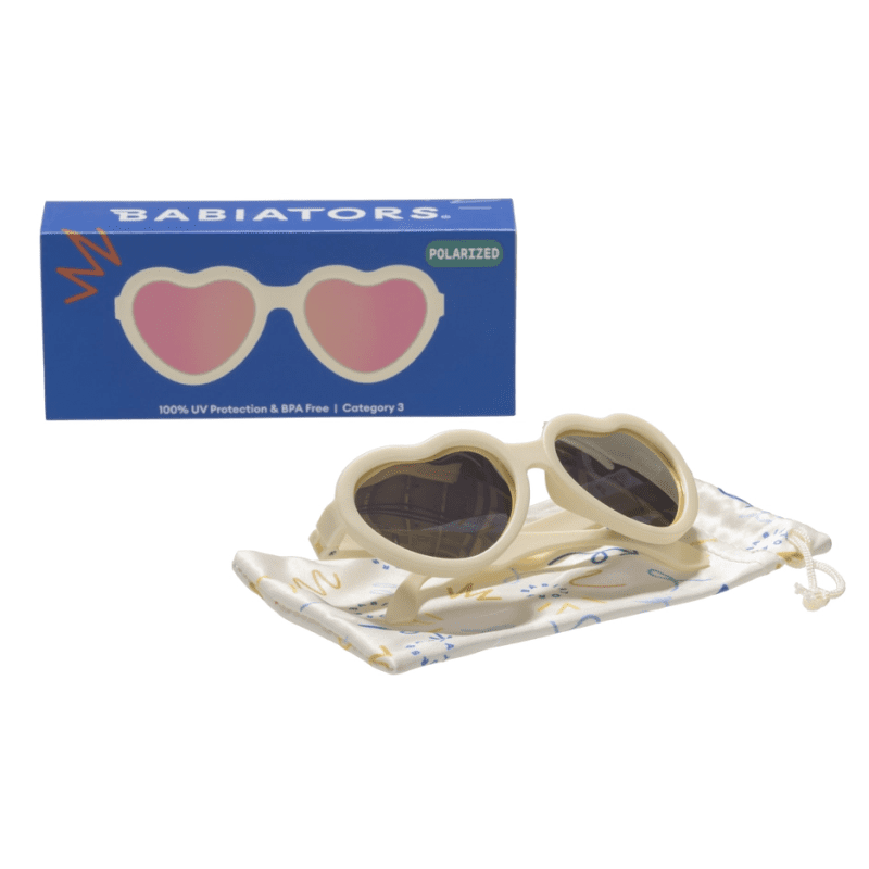 babiators kids baby heart shaped polarized sunglasses sweet cream pack shot