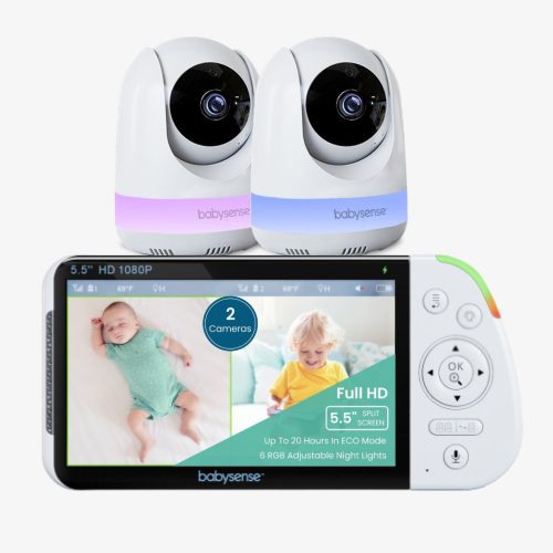 babysense max view video baby monitor with 2 cameras non wifi split screen night light sound machine 120808