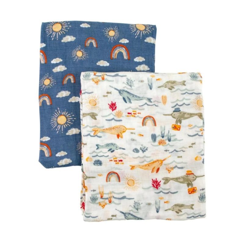 bebe au lait Narwhal Hello Sunshine classic muslin swaddle Blanket Set 9d362787 1455 402d 8359 3e5abf3c6b1a