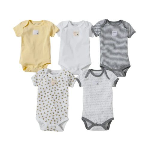 burts bees baby organic cotton short sleeve baby bodysuit set of 5 sunshine