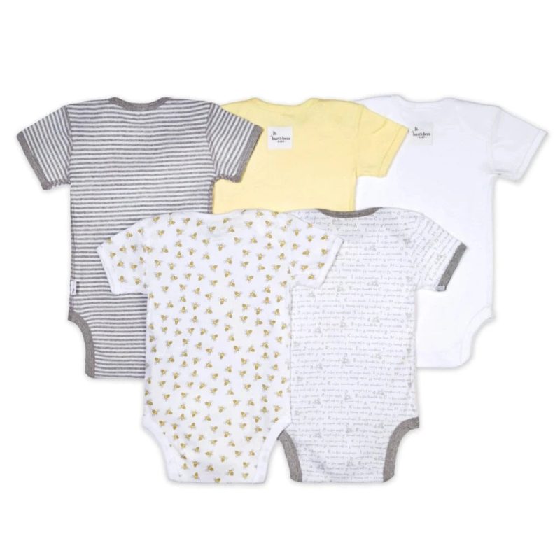 burts bees baby organic cotton short sleeve baby bodysuit set of 5 sunshine back