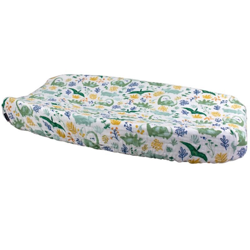 classic cotton muslin changing pad cover dino roar bebe au lait