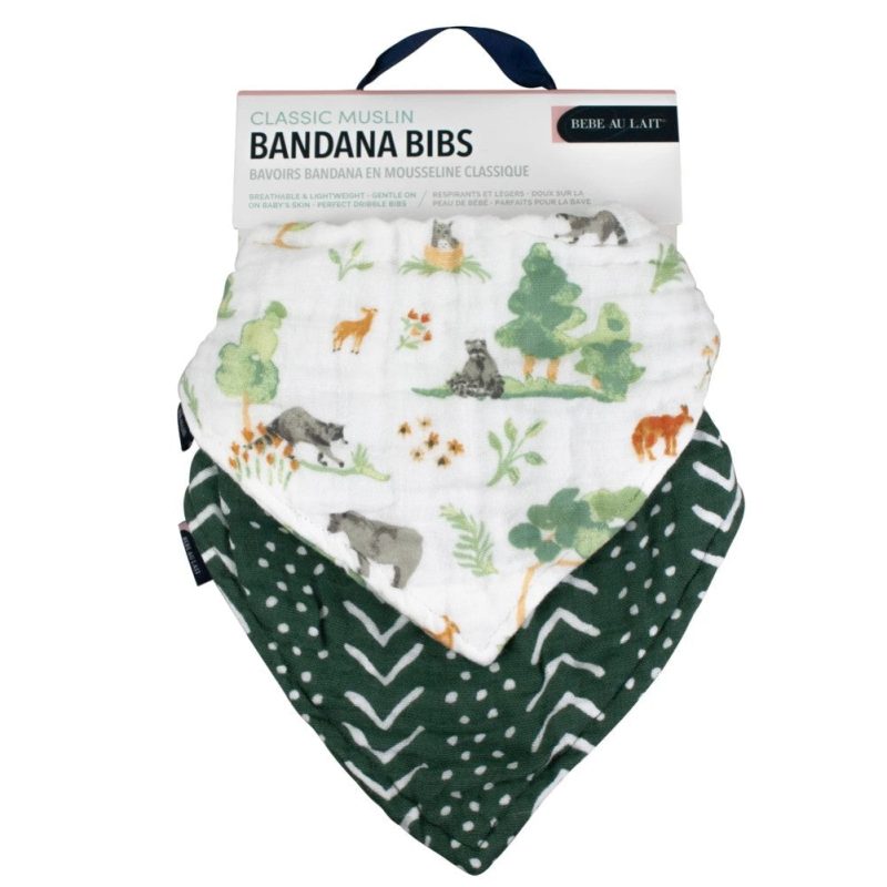 classic muslin bandana bibs forest friends mudcloth bebe au lait 5