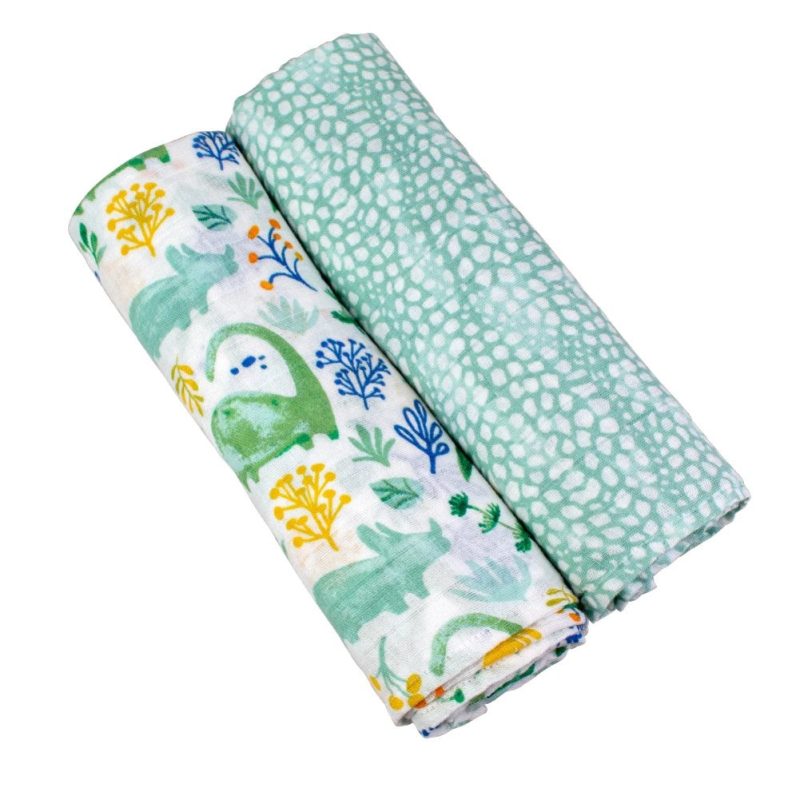 classic muslin swaddle 2 pack dino roar upscale bebe au lait 2