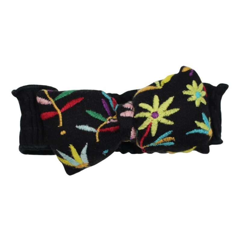 embroidered bowtie headband lovedbaby black floral 0 12 months 3