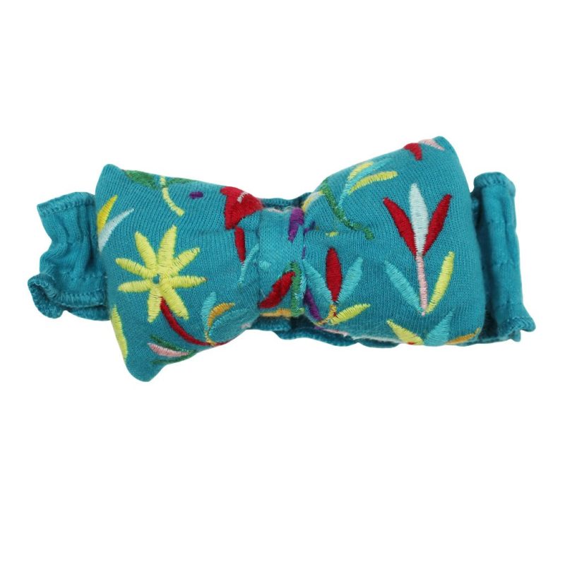 embroidered bowtie headband lovedbaby teal floral 0 12 months 6