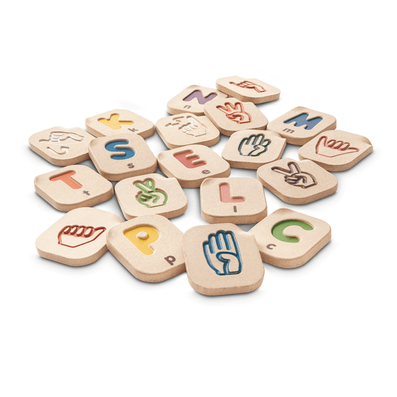 hand sign alphabet a z tiles plantoys