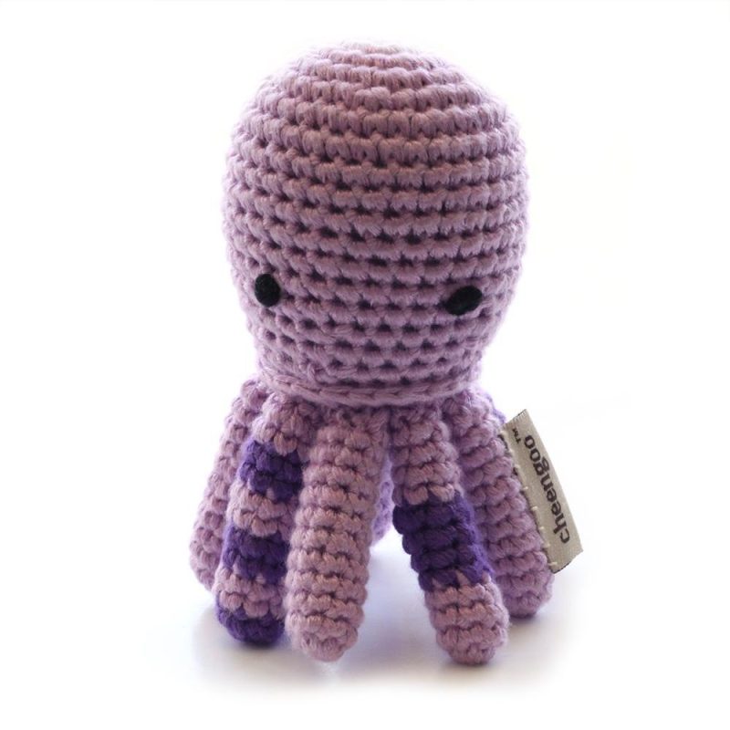 handmade bamboo crochet teething rattle octopus cheengoo