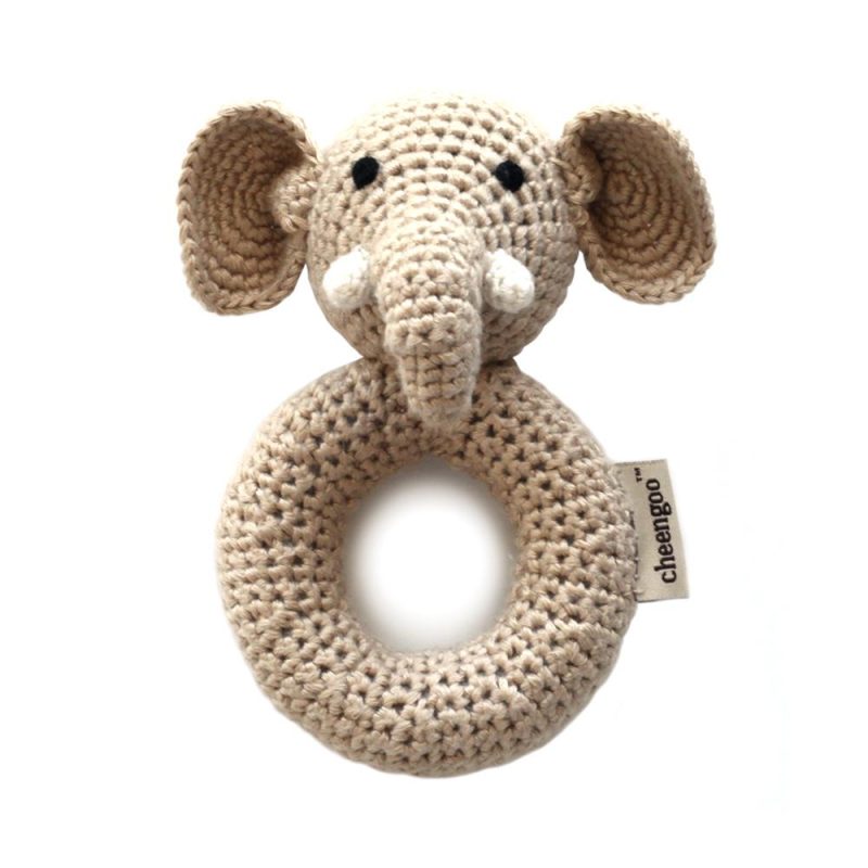 handmade crochet teething ring rattle elephant cheengoo