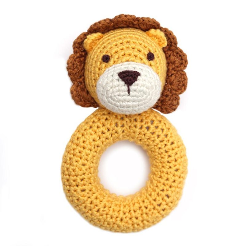 handmade crochet teething ring rattle lion cheengoo