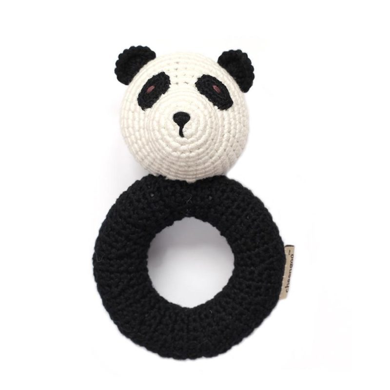 handmade crochet teething ring rattle panda cheengoo