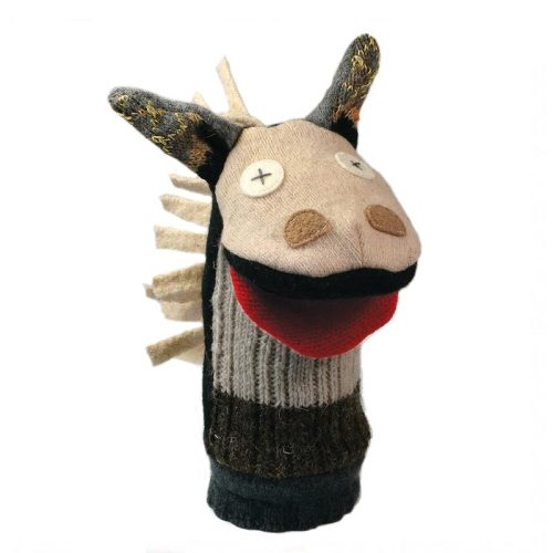 handmade upcycled wool animal hand puppets cate and levi horse 15