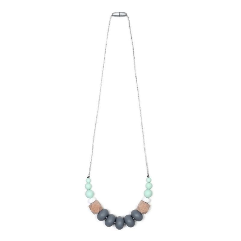 harper teething necklace goobie baby mintgray