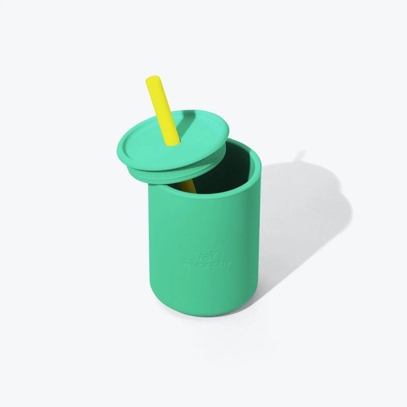 la petit medium silicone training cup with straw 8 oz avanchy green 2