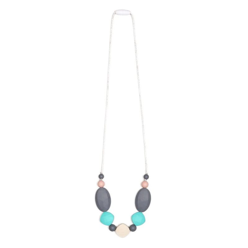 luna teething necklace goobie baby turquoise