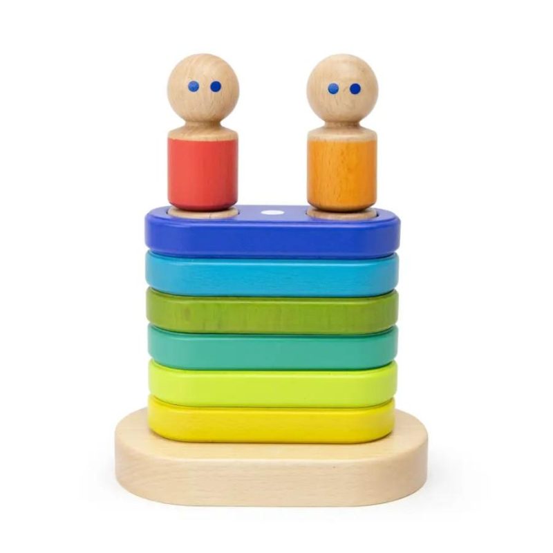 magnetic wooden floating stacker tegu blue green