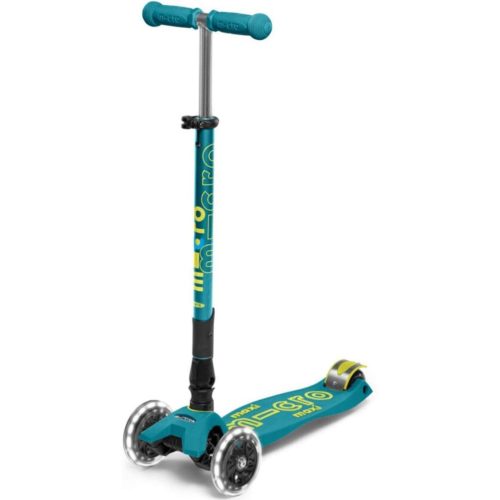 maxi deluxe led foldable scooter micro kickboard petrol green 5