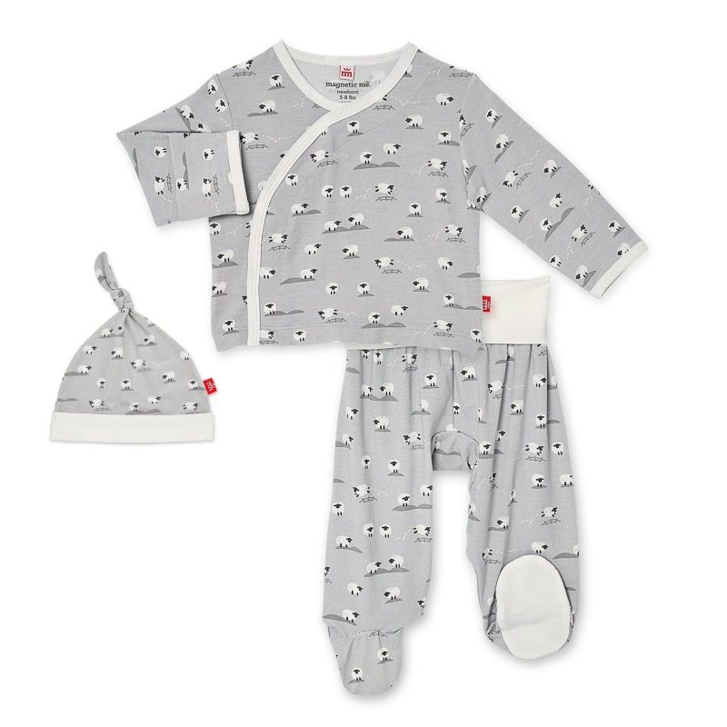 modal magnetic 3 piece kimono set gray baa baa magnificent baby