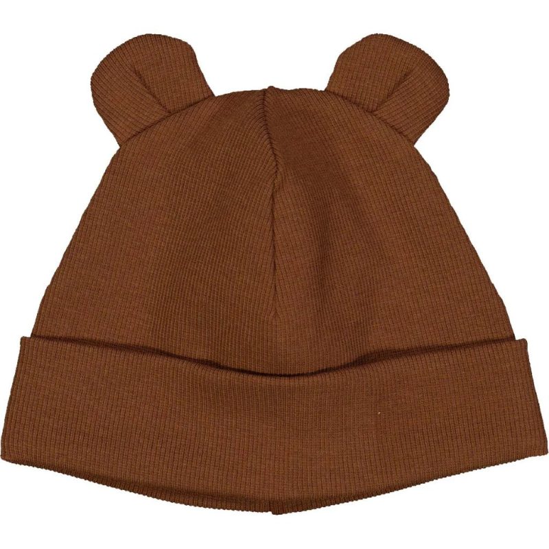 musli cozy me ribbed organic cotton bear ears baby beanie bark