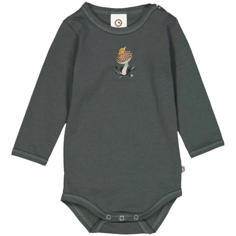 musli long sleeve baby bodysuit organic cotton forest snail