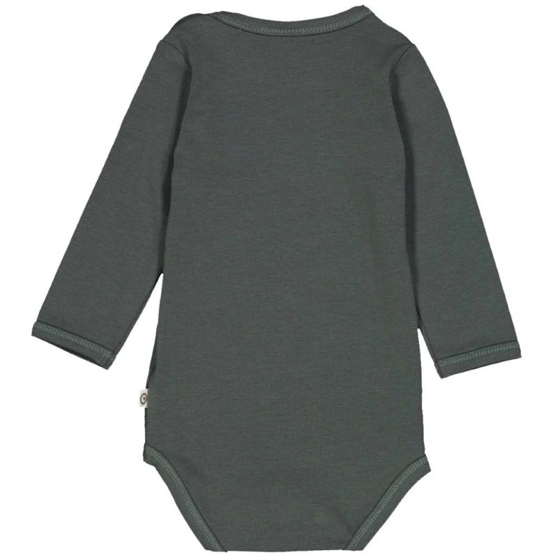 musli long sleeve baby bodysuit organic cotton forest snail back view