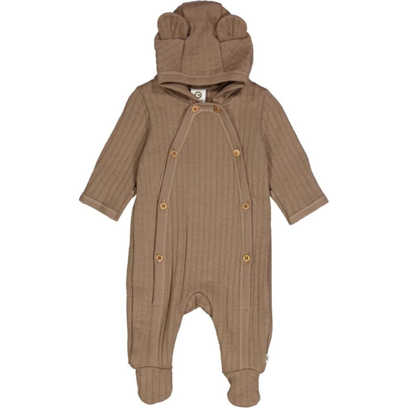 musli organic cotton quilted baby suit with hood