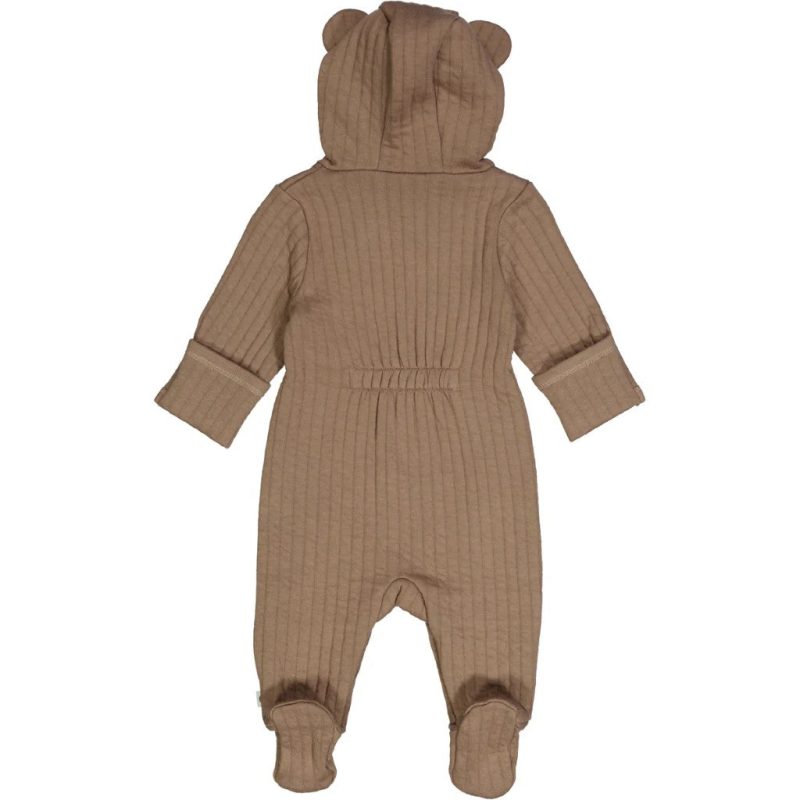 musli organic cotton quilted baby suit with hood back view