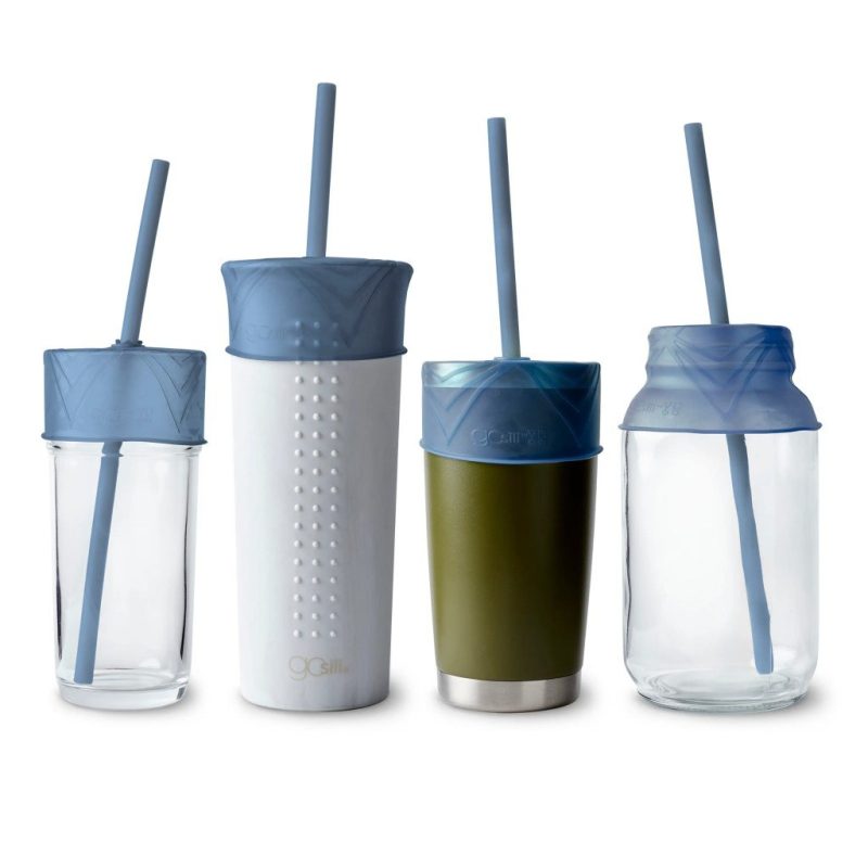 stretchy silicone straw lid with straw gosili sea cobalt 5