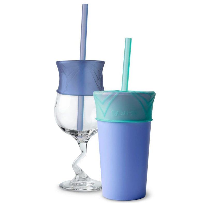 stretchy silicone straw lid with straw gosili sea cobalt