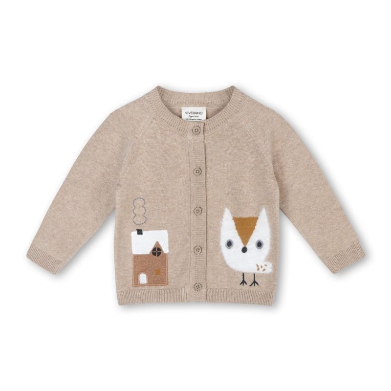 viverano organic cotton owl applique baby cardigan sweater