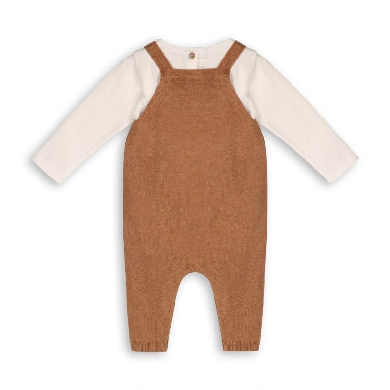 viverano organic knit bear baby overalls bodysuit set back view