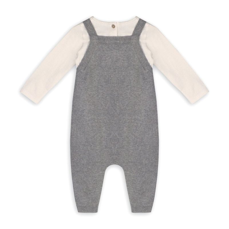 viverano organic knit owl baby overalls bodysuit set back view