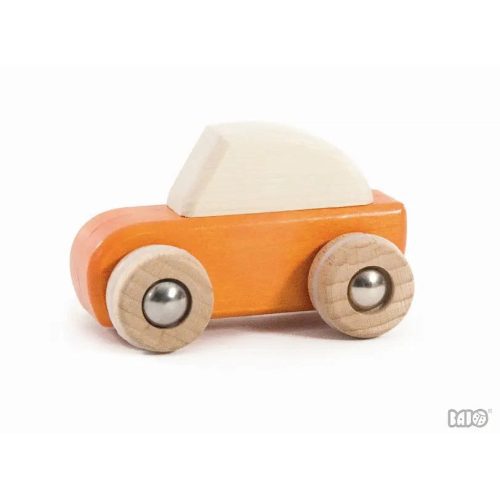 wooden pull back car bajo toys orange 3