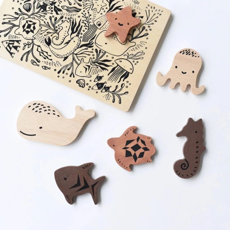 wooden tray puzzle ocean animals wee gallery 2