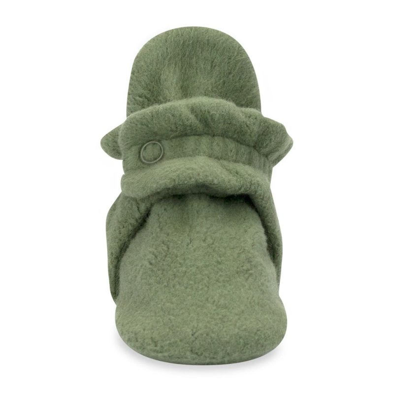 zutano baby bootie cozie fleece baby bootie olive front view