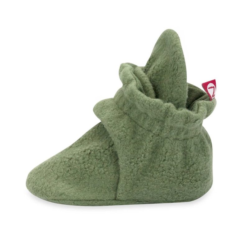 zutano baby bootie cozie fleece baby bootie olive side view inside